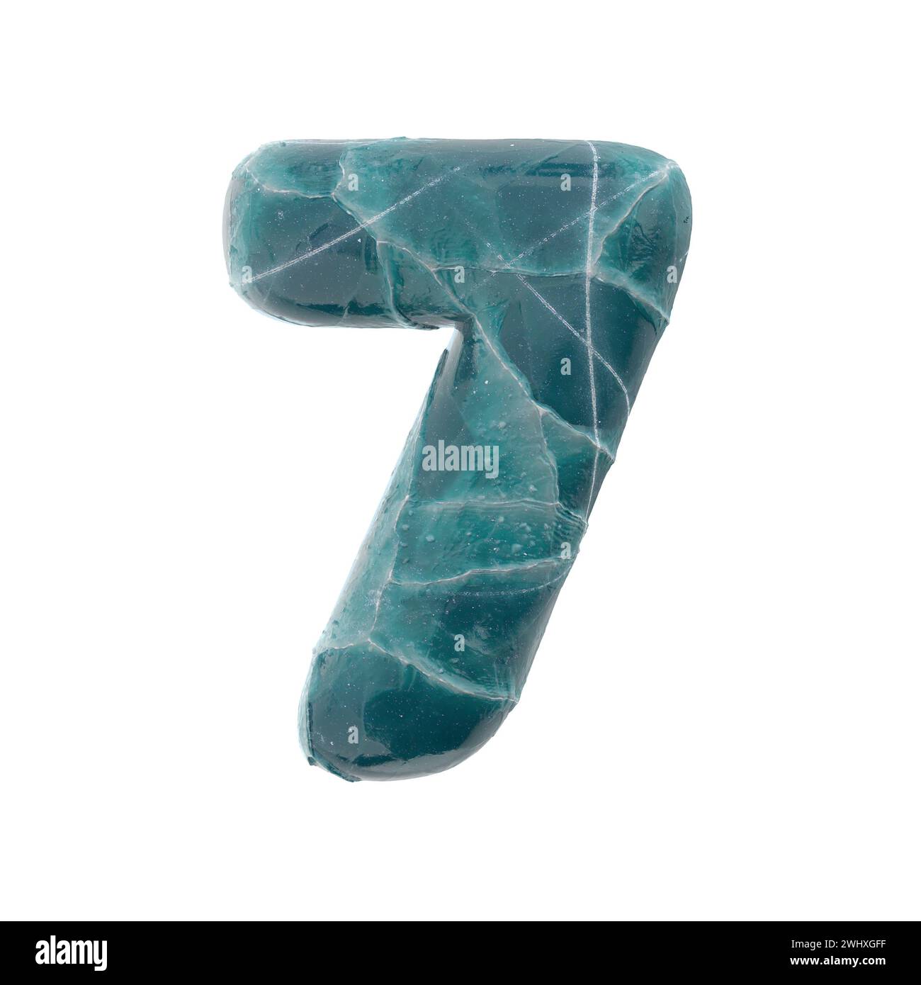 Risseis Zahl 7 - 3D gefrorene Ziffer - geeignet für Natur-, Winter- oder Weihnachtsthemen Stockfoto