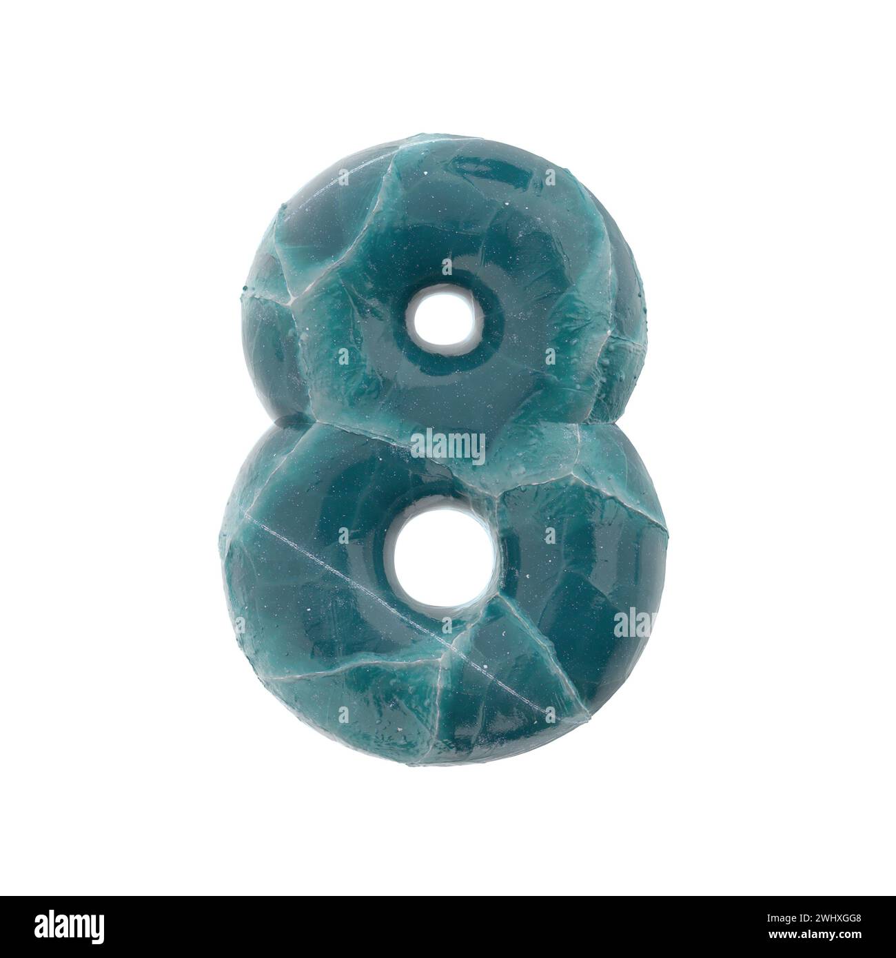 Risseiszahl 8 - 3D gefrorene Ziffer - geeignet für Natur-, Winter- oder Weihnachtsthemen Stockfoto