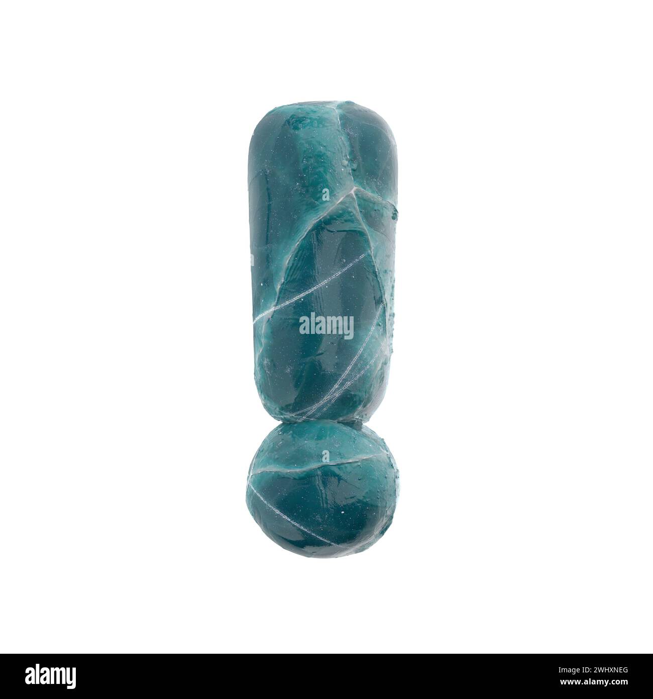 Ausrufezeichen für Risseis - 3D Frozen Symbol - geeignet für Natur-, Winter- oder Weihnachtsthemen Stockfoto