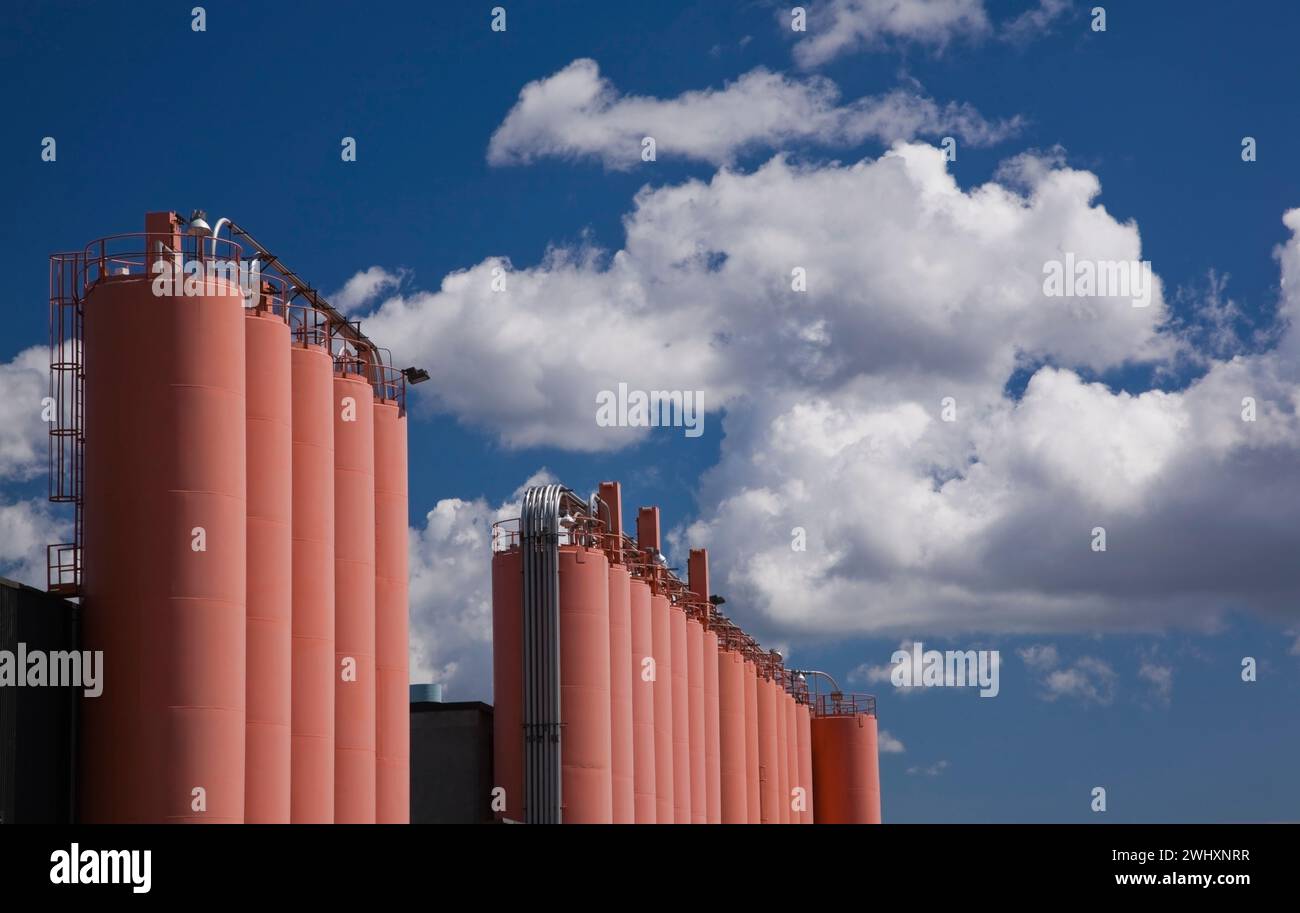 Lagertanks für industrielle Chemikalien. Stockfoto