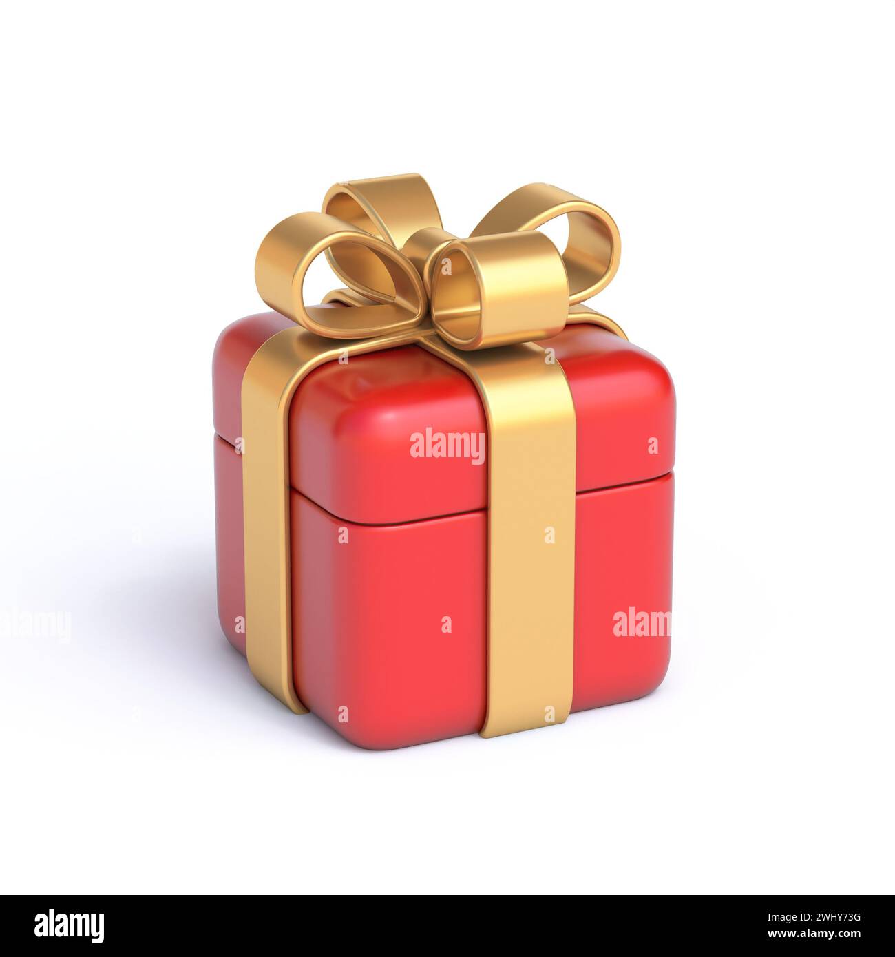 Rotes Geschenkkartonsymbol geschlossen 3D Stockfoto