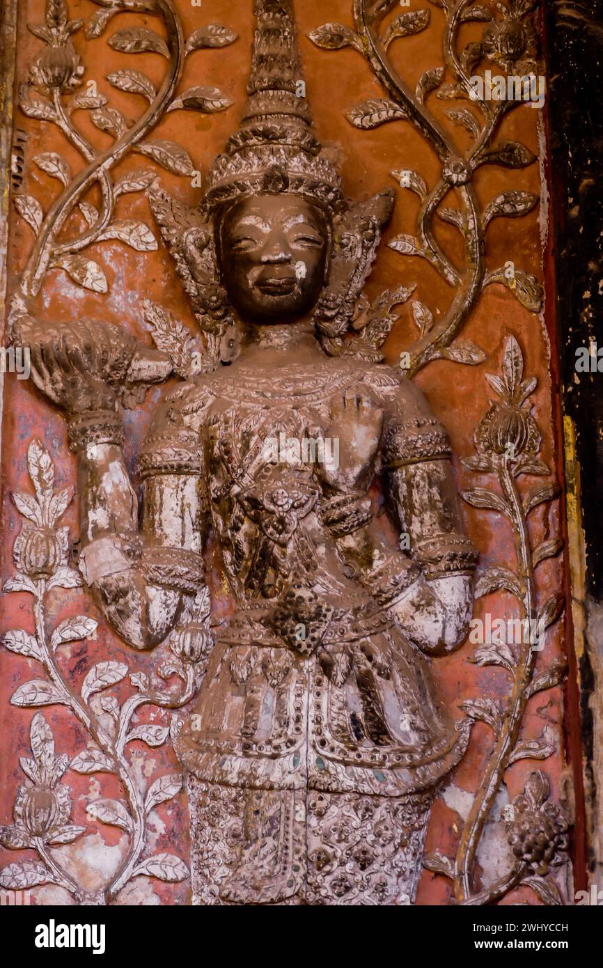 Gesicht des buddha, digitales Foto als Hintergrund, aufgenommen im Sisaket-Tempel laos, asien, aufgenommen im Sisaket-Tempel, luang pra Stockfoto