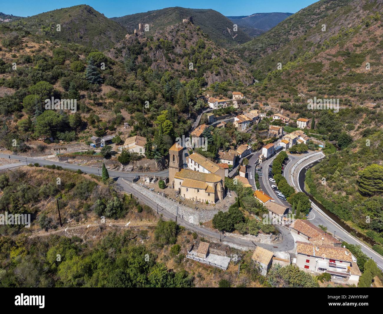 Dorf Lastours Stockfoto