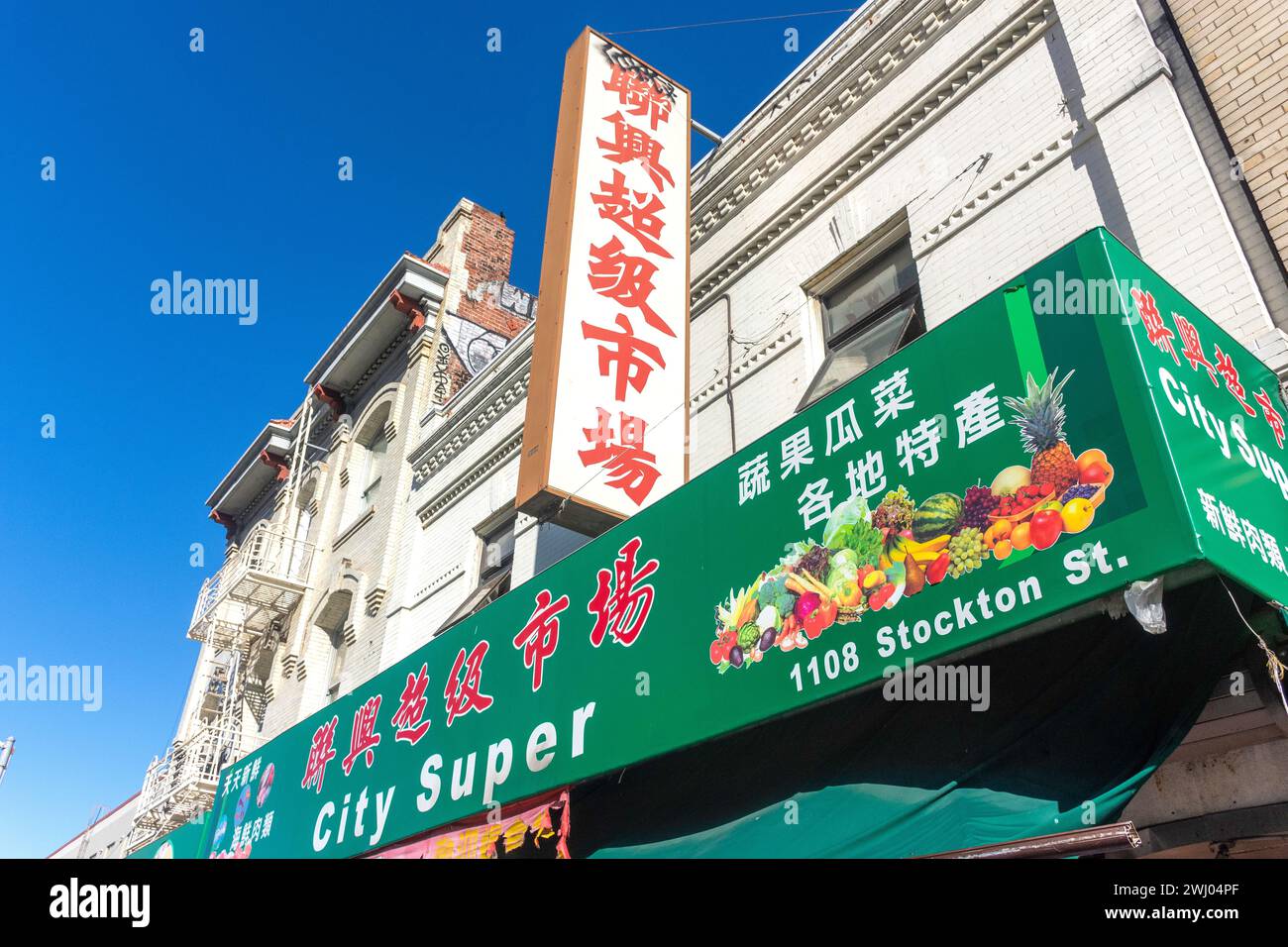 Chinesisches Obst- und Gemüseladen, Stockton Street, Chinatown, San Francisco, Kalifornien, Usa Stockfoto