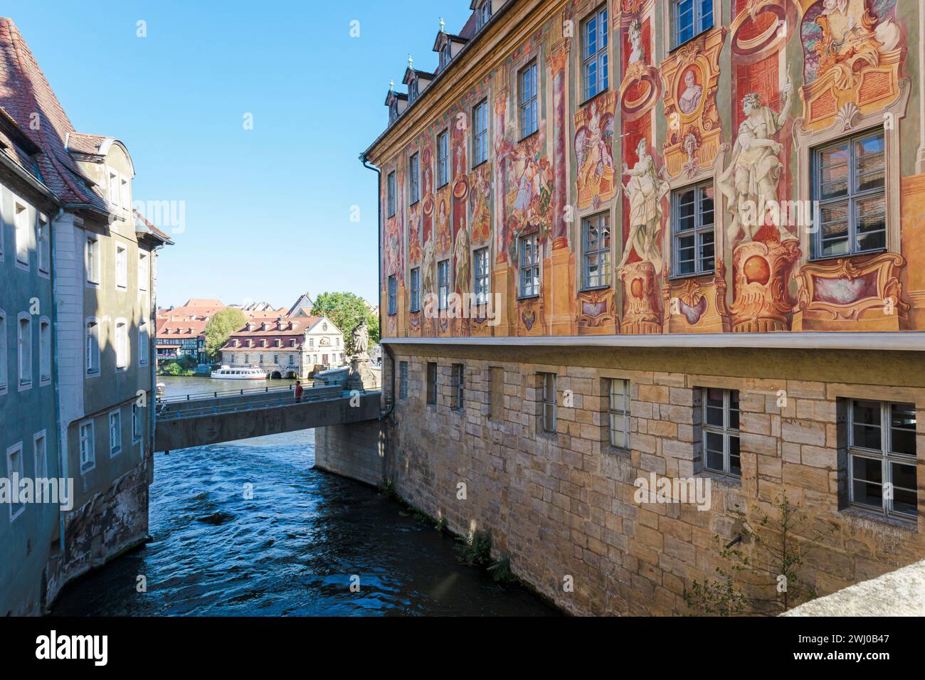 Farbenfrohe Wandmalereien zieren das Bamberger Rathaus Stockfoto