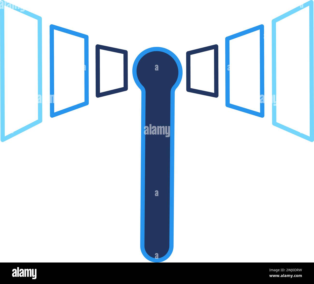 Netzwerkstation. Funkpegel des Funkturms, abstraktes Techno-Element für modernes und Retro-technologisches Design. Einfaches Farbvektor-Piktogramm isola Stock Vektor