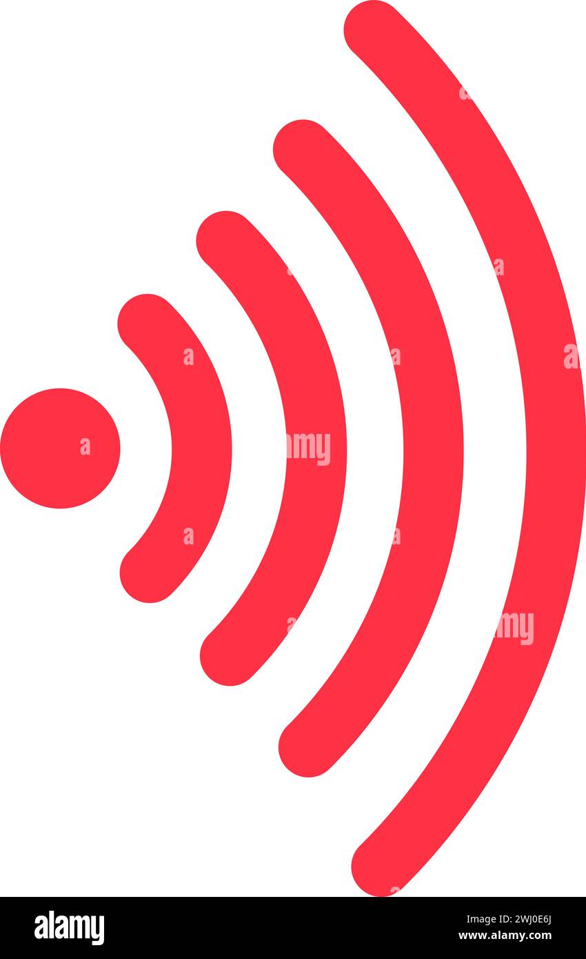 Wi-Fi Wave Technologie. Wireless-Router mit robustem Signal, abstraktem Techno-Element für modernes und Retro-technologisches Design. Einfaches Farbvektor-Piktog Stock Vektor
