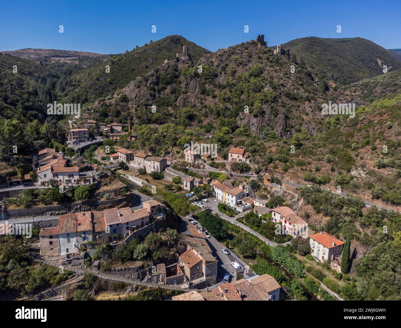 Dorf Lastours Stockfoto