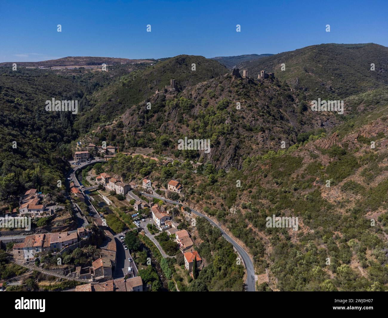 Dorf Lastours Stockfoto
