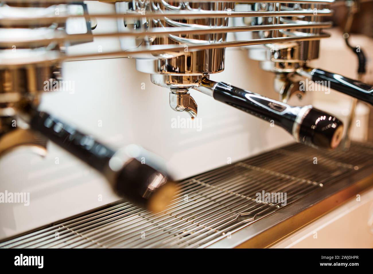 Nahaufnahme der Kaffeemaschine Stockfoto