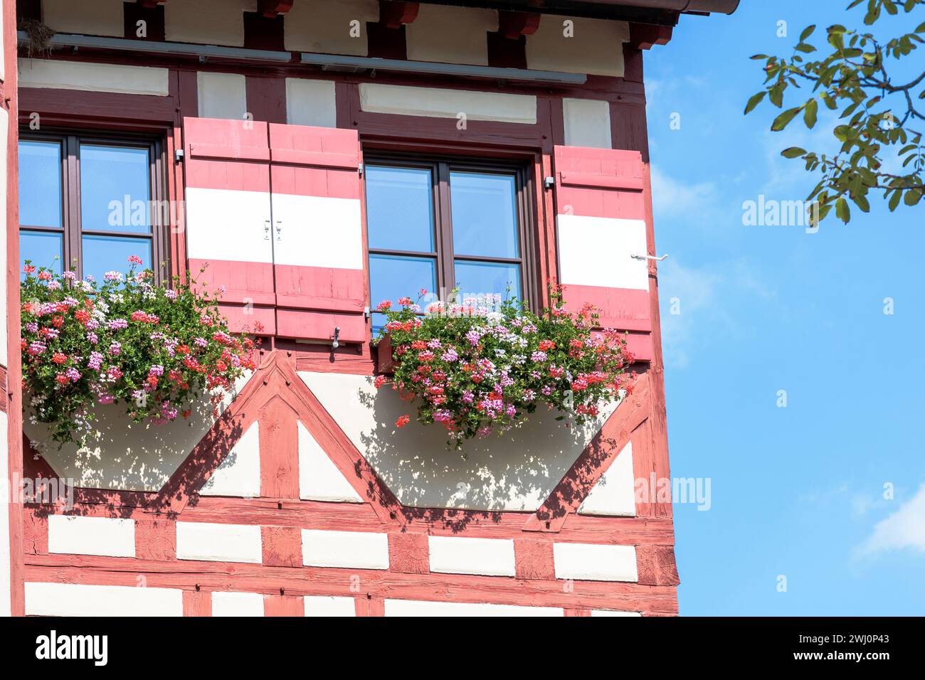 Nürnberger Altstadt, Kaiserburg, Fachwerkfenster Stockfoto