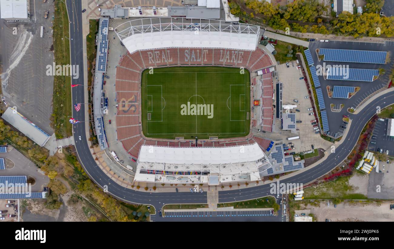 Luftaufnahme Von America First Field, Heimstadion Des Major Leauge Soccer Club, Real Salt Lake Stockfoto