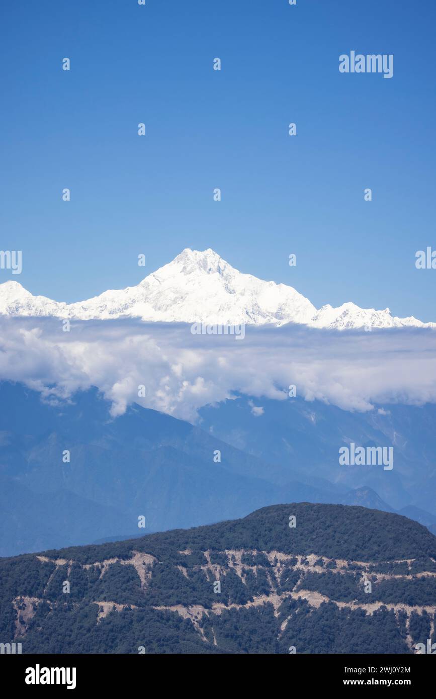 Mount Kangchenjunga, Zuluk, East Sikkim, Pangolakha Wildlife Sanctuary, Indien Stockfoto