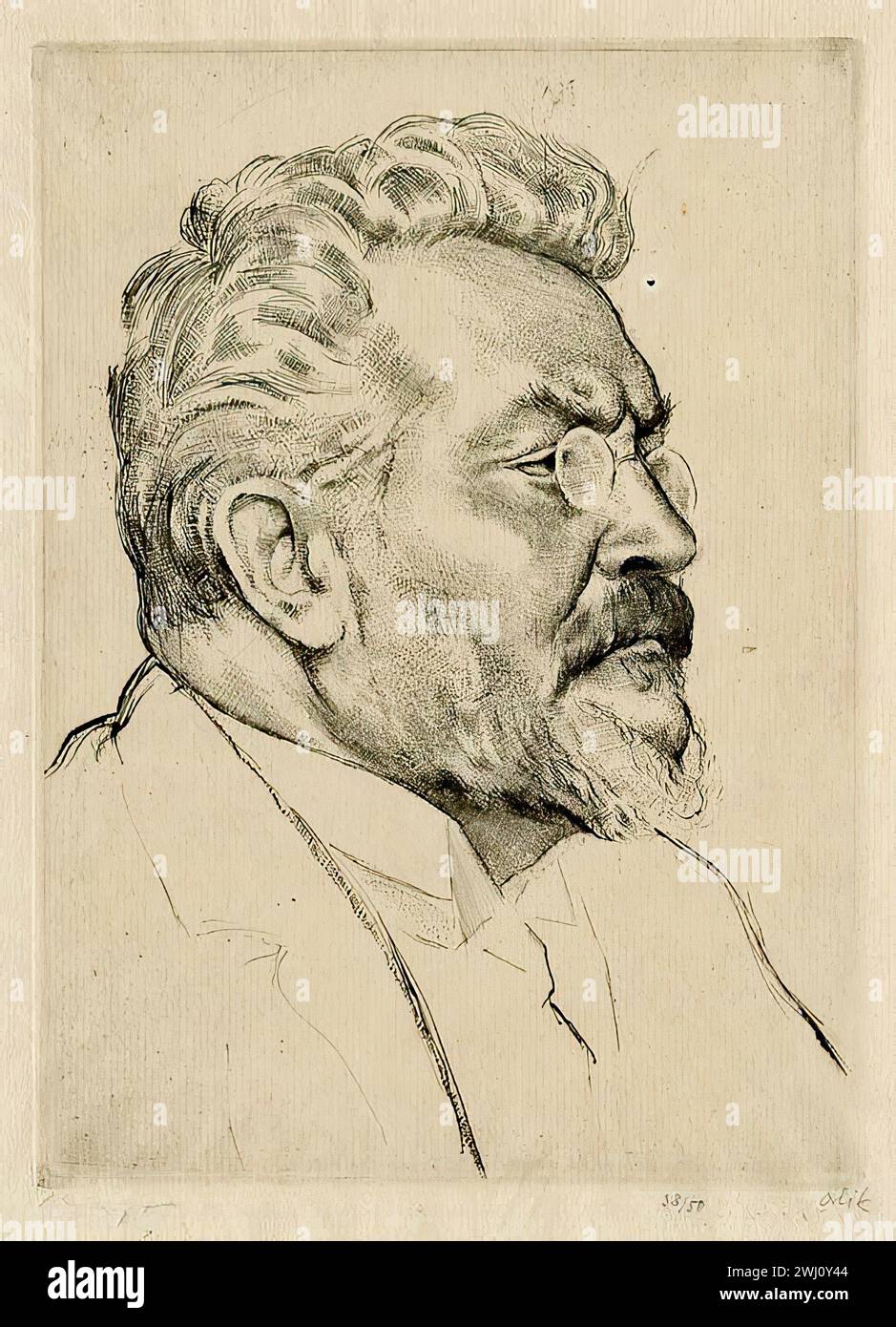 Emil Orlik - Porträt von Max Slevogt [1917] Stockfoto