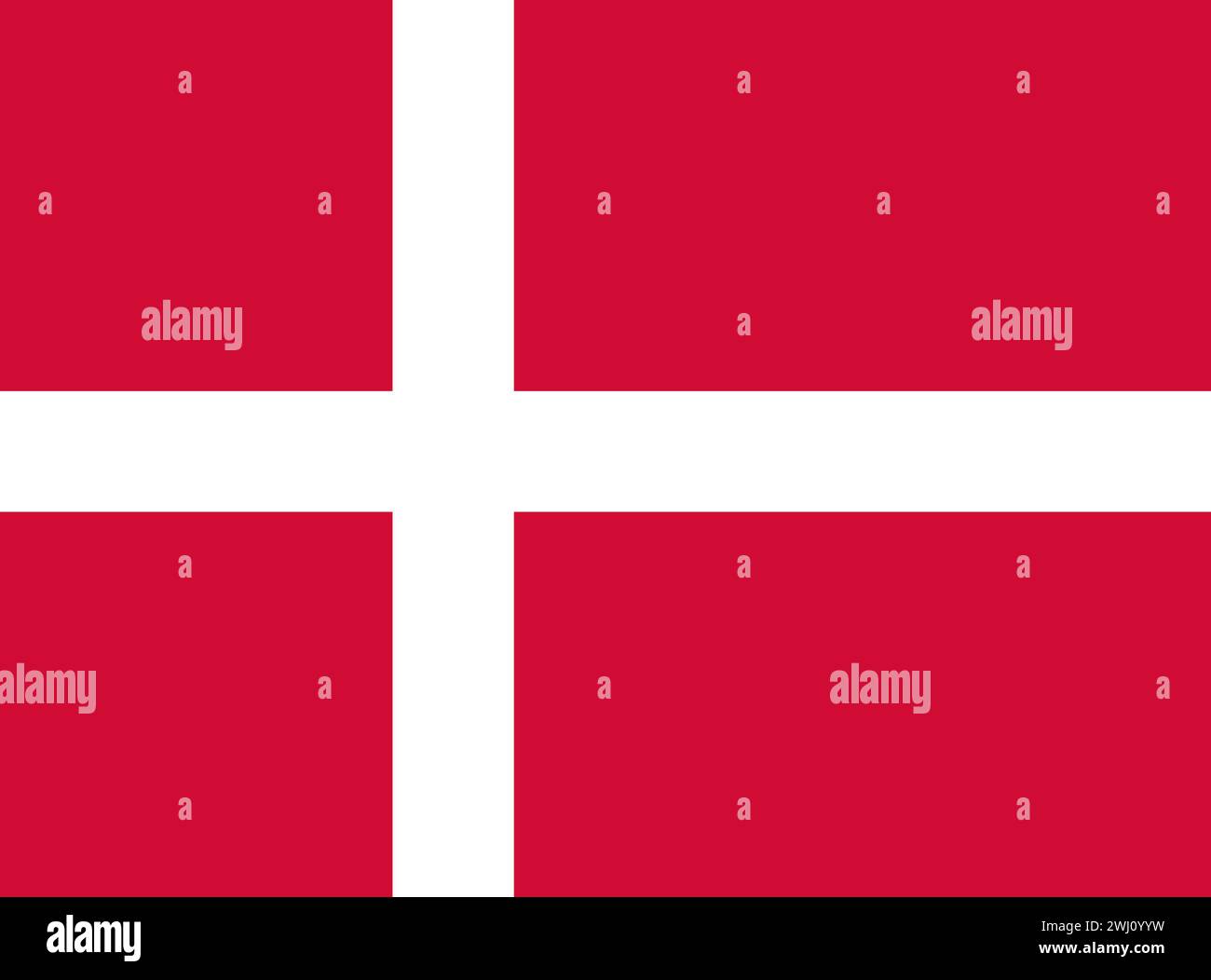 Flagge von Danmark. Niederländisches Statussymbol. Niederländisches Statussymbol. Rote und weiße Flagge Dänemarks. Europäische Kuh Stockfoto