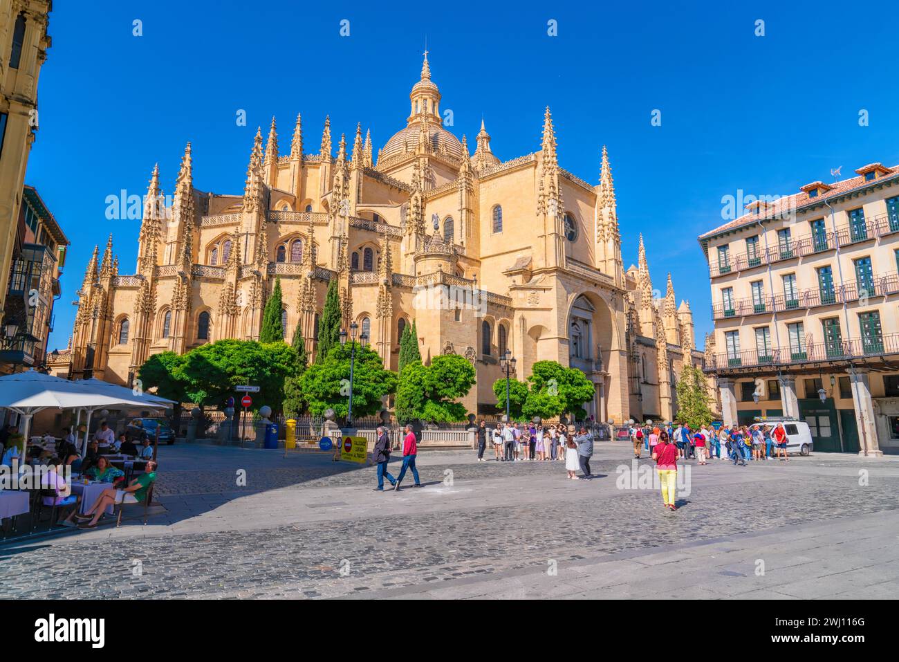 Segovia Kathedrale Touristenattraktion Plaza Mayor Castile und Leon, Spanien Stockfoto