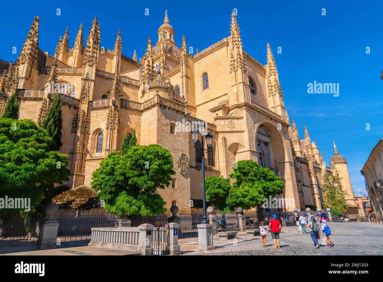 Segovia Cathedral Plaza Mayor historischer Hauptplatz Kastilien und Leon, Spanien Stockfoto