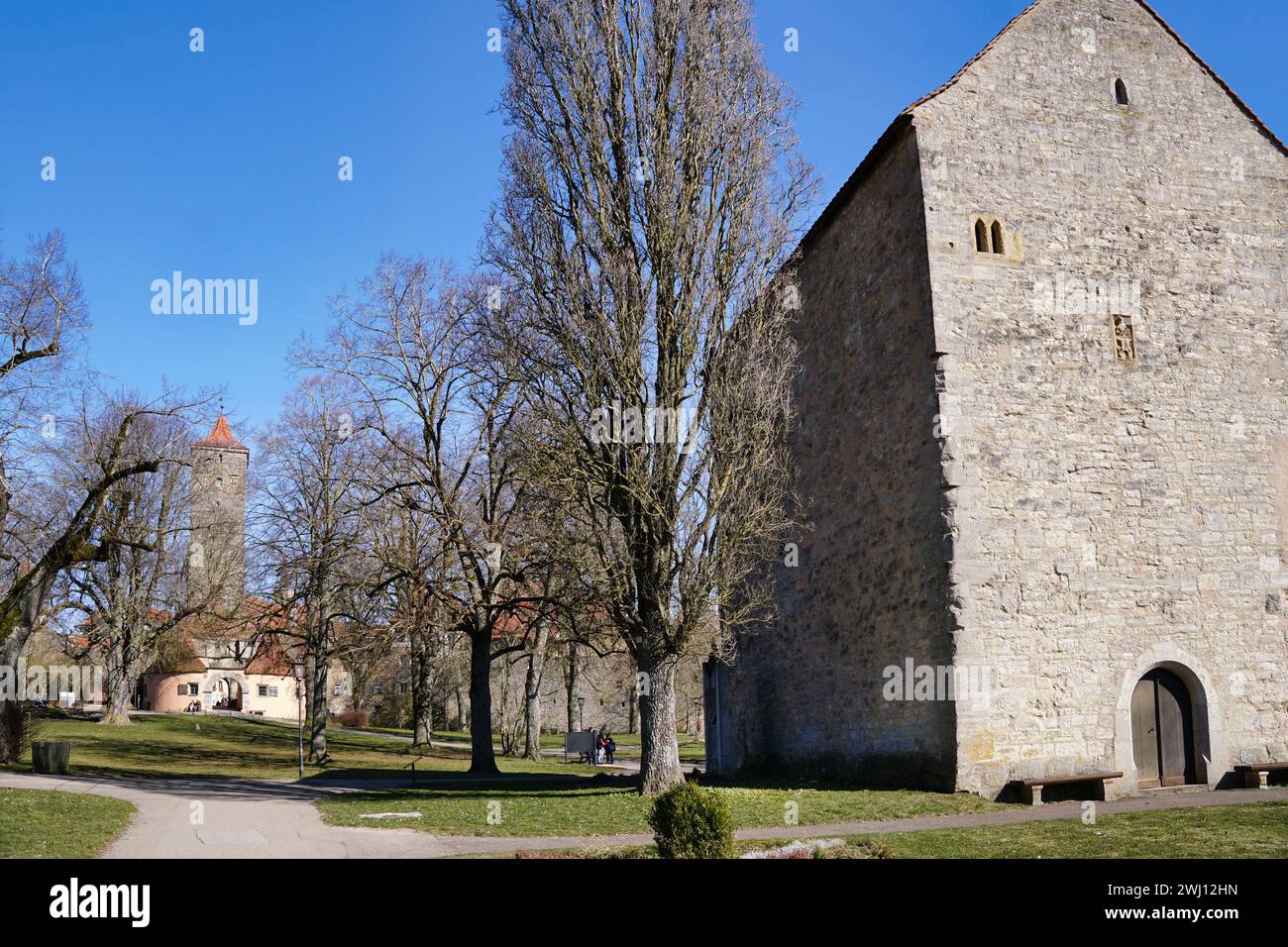 Pogrom 1298 in Rothenburg o.d.T.; Gedenkstein an der Blasius-Kapelle 1998 Stockfoto