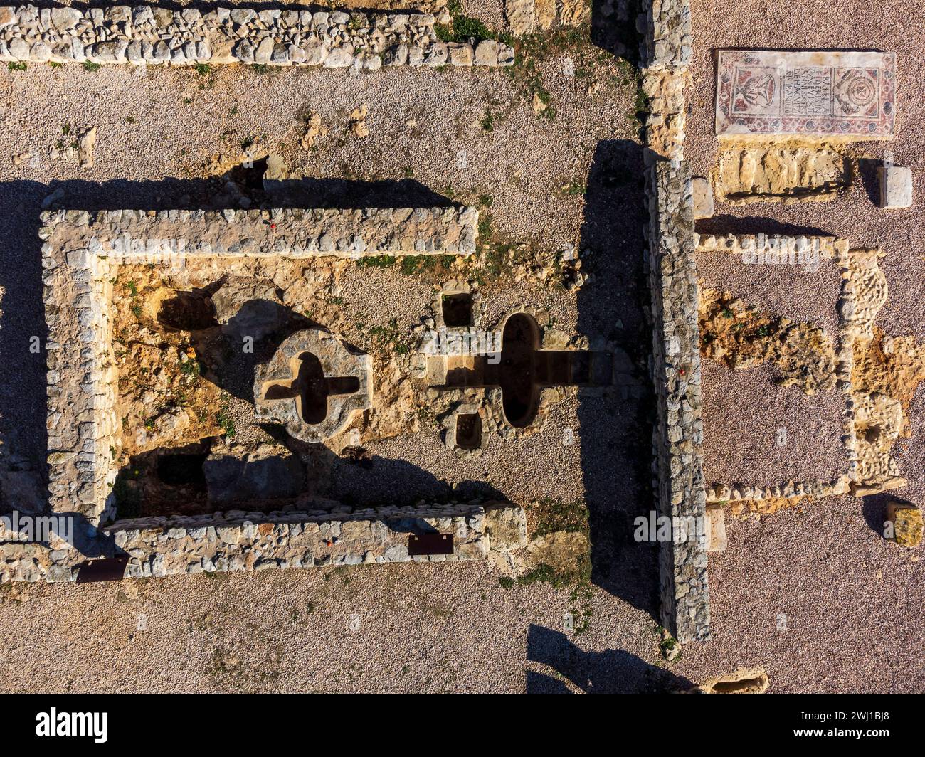 Taufbecken der Basilika Son Peretó des paläochristlichen Kultes, archäologische Stätte Son Peretó, Manacor, Mallorca, Balearen, Spanien Stockfoto