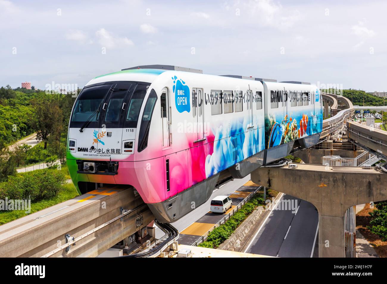 Okinawa Einschienenbahn des lokalen Einschienenbahnsystems in Naha, Japan Stockfoto