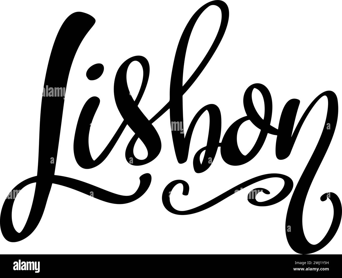 Lissabon, Handbuchstaben-Satz, Poster-Design, Kalligrafie Vektor-Illustration Stock Vektor