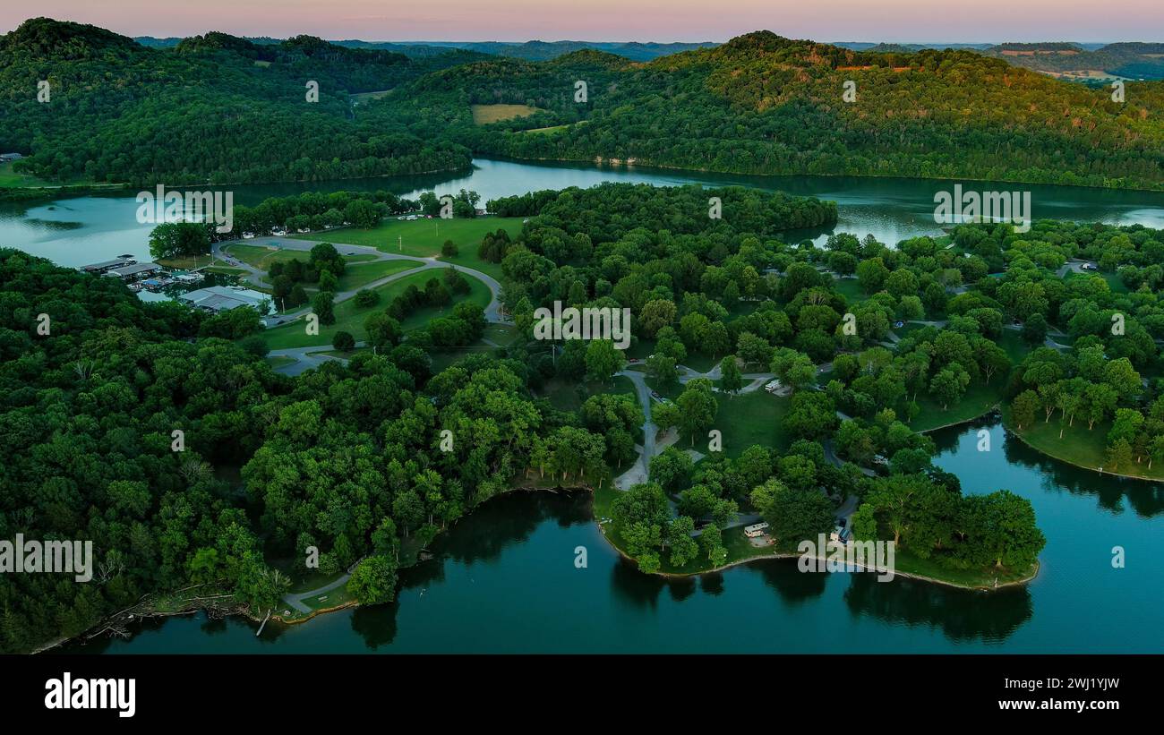 Luftlinie des besiegten Creek Campground, TN Stockfoto