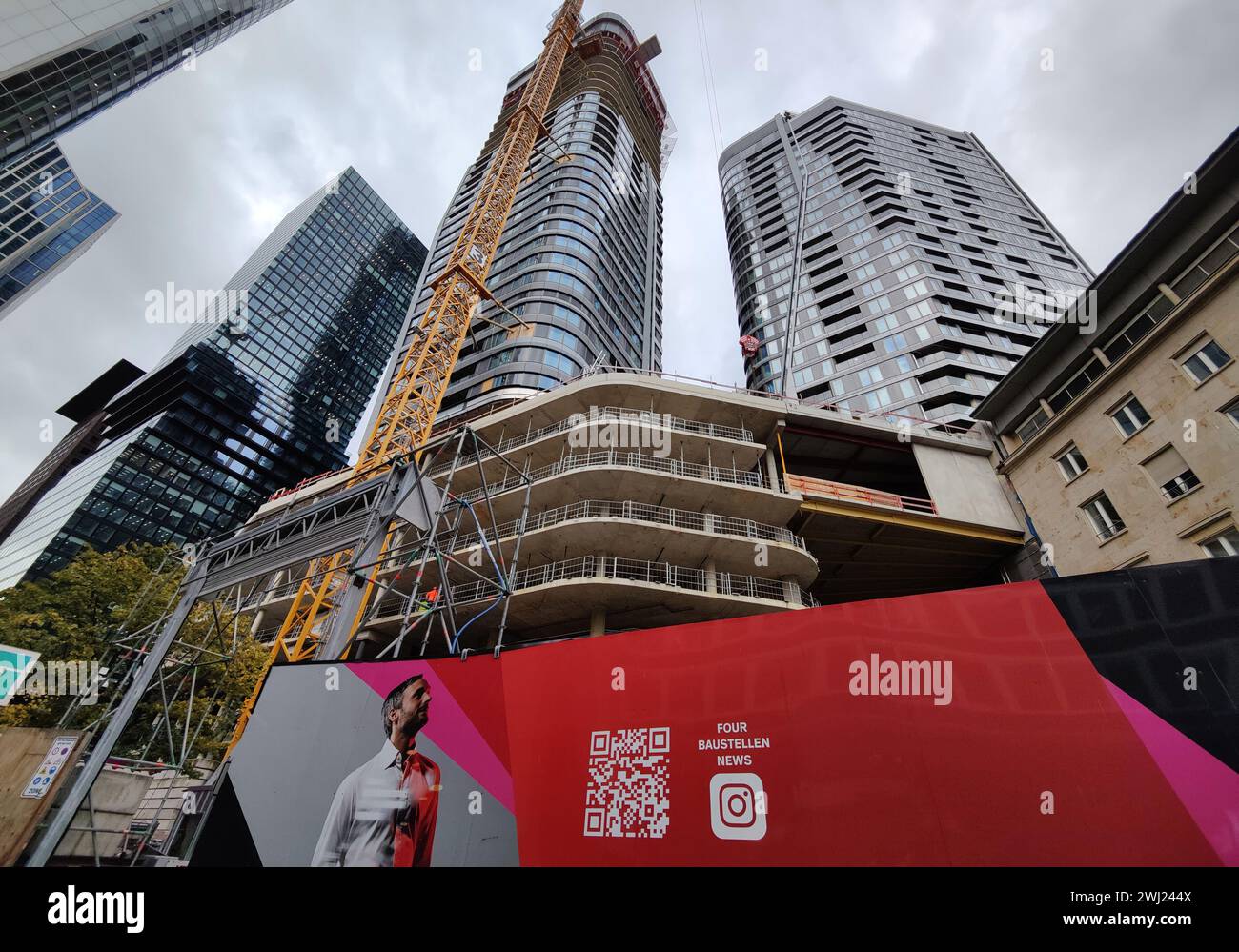 Große Baustelle im vier Frankfurter Finanzviertel, Frankfurt am Main, Deutschland, Europa Stockfoto