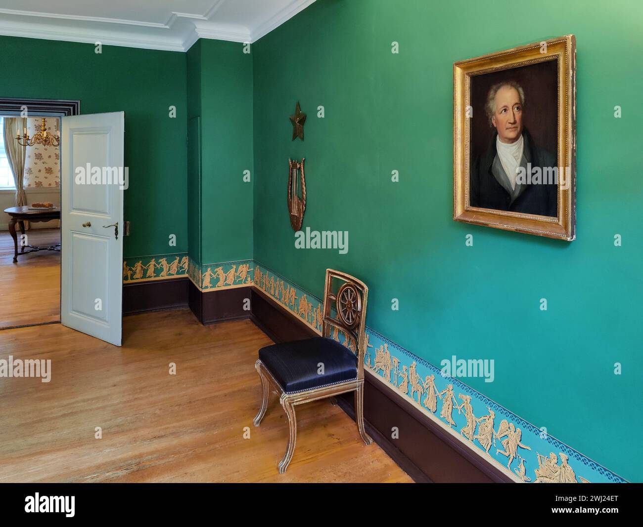 Goethe-Haus, Porträt im sogenannten Geburtszimmer, Frankfurt am Main, Hessen, Deutschland, Europa Stockfoto