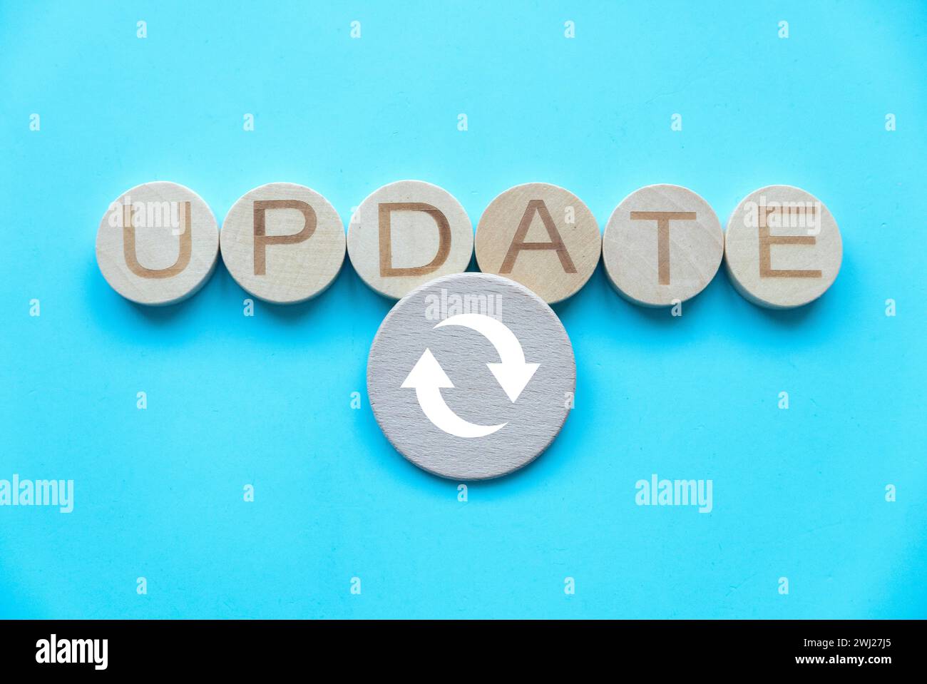 Alphabet der Wortaktualisierung und des Symbols. Stockfoto