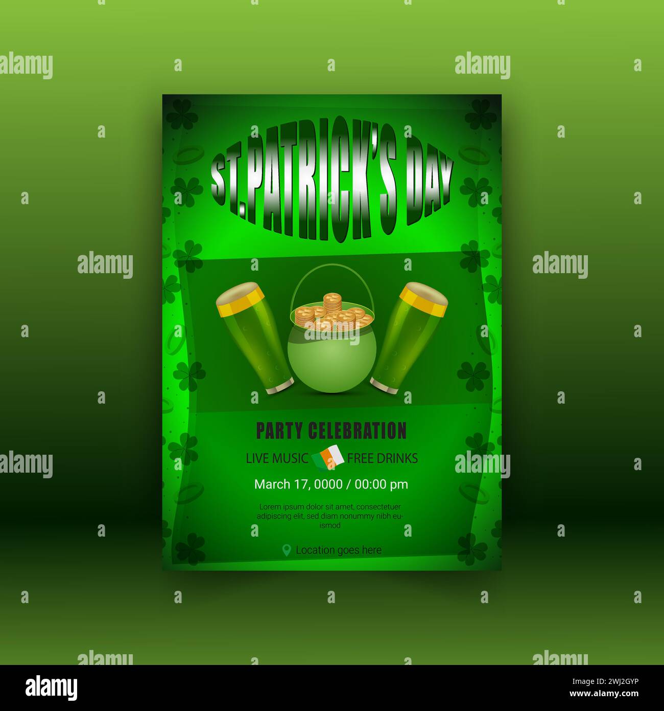 Happy Saint Patrick's Day Vorlage Design. Vektor-Illustration des Logotyps Happy Saint Patrick's Day. Handgezeichnetes irisches Festdesign. Stock Vektor