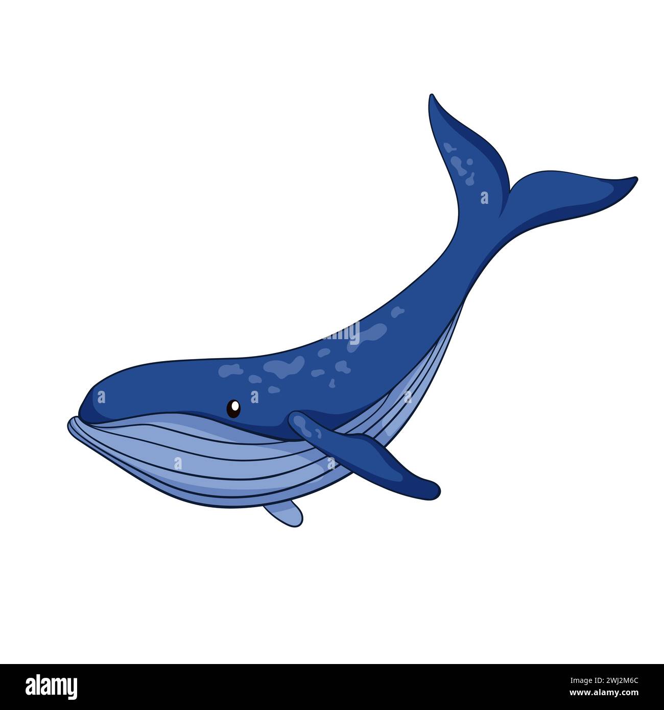 Wal-Cartoon-Illustration im Cartoon-Stil. Unterwassertiere. Vektorillustration auf weißem Hintergrund isoliert. Stock Vektor