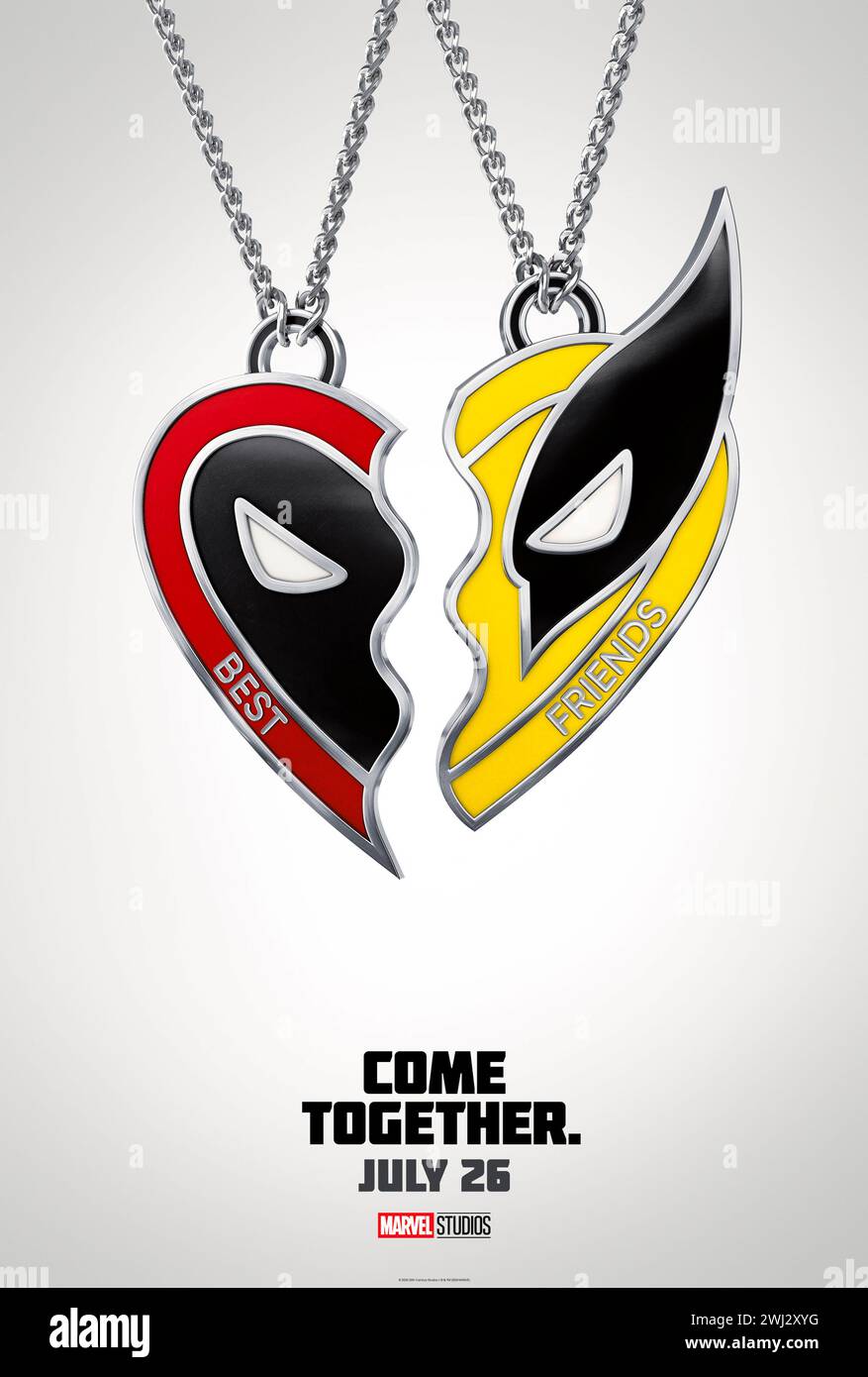 Deadpool & Wolverine (2024) von Shawn Levy mit Ryan Reynolds, Hugh Jackman und Morena Baccarin. Wird der unverantwortliche Held Deadpool mit Wolverine die Geschichte des Marvel-Kinouniversums verändern!? Poster FÜR US-Teaser ***NUR FÜR REDAKTIONELLE ZWECKE***. Quelle: BFA / Walt Disney Studios Stockfoto