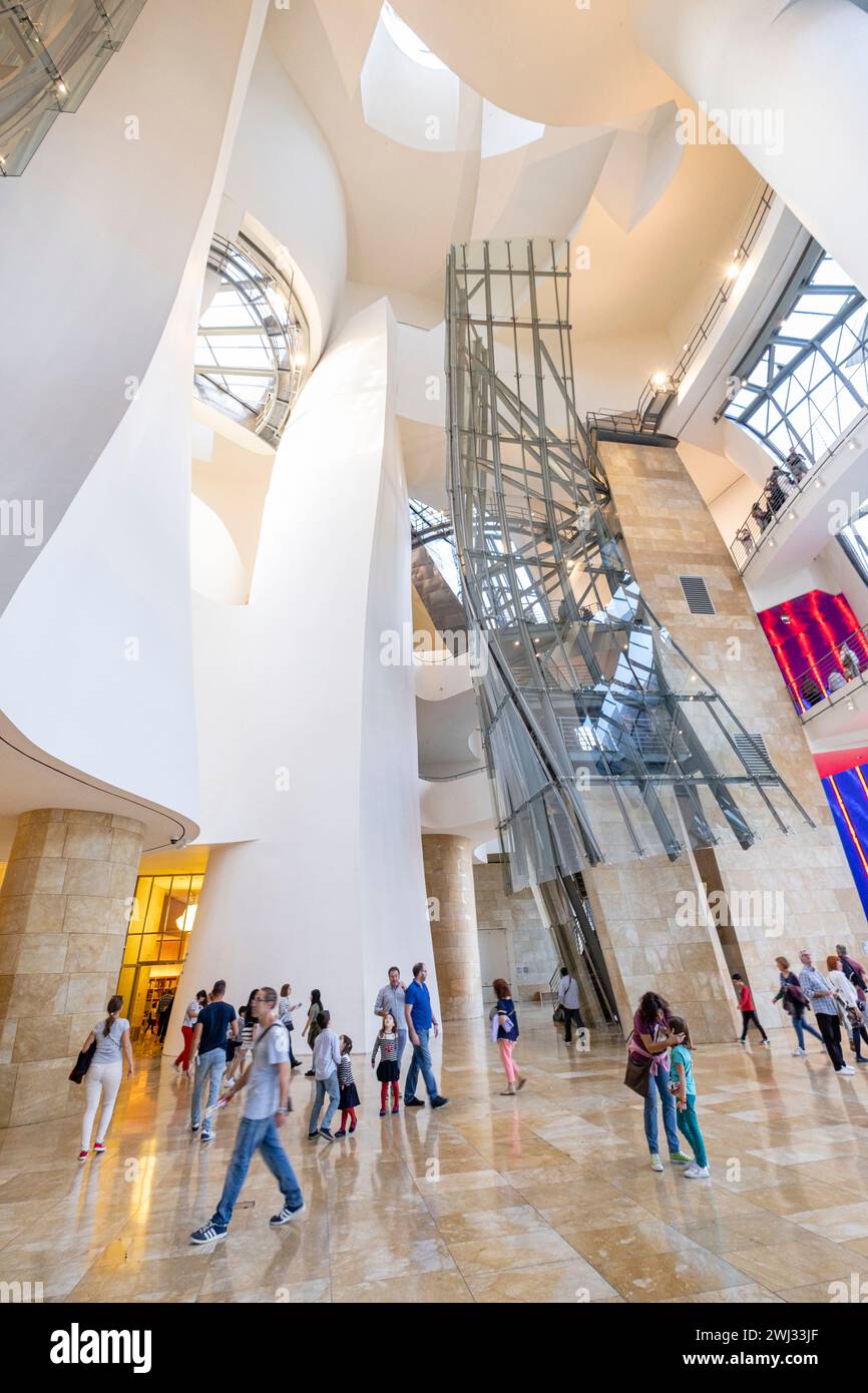 Guggenheim Museum Bilbao, 20. Jahrhundert, entworfen von Frank O. Gehry, Bilbao, Baskenland, Spanien Stockfoto