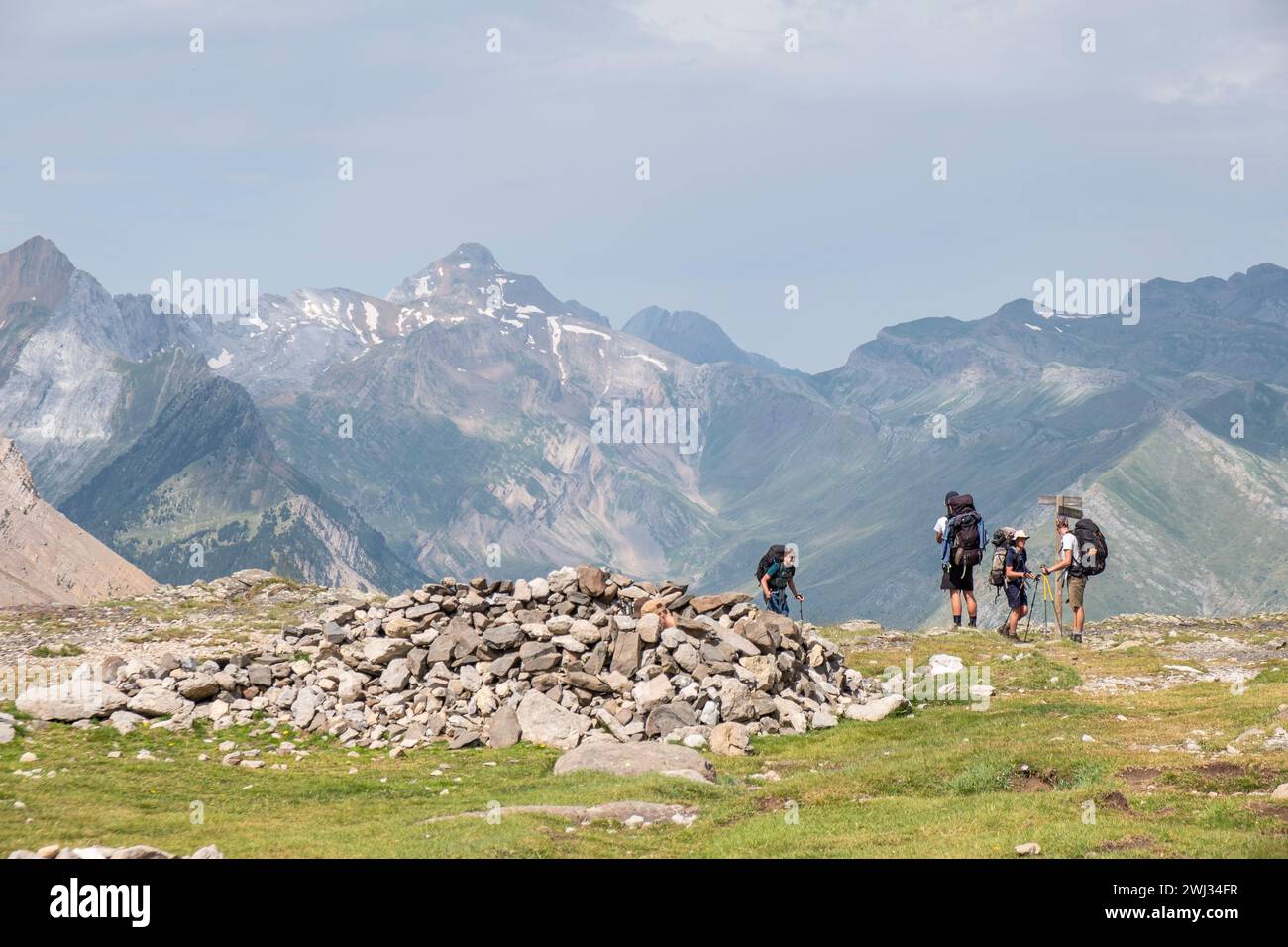 Fernwanderer, Puerto de Bujaruelo, französische Pyrenäen, Frankreich Stockfoto