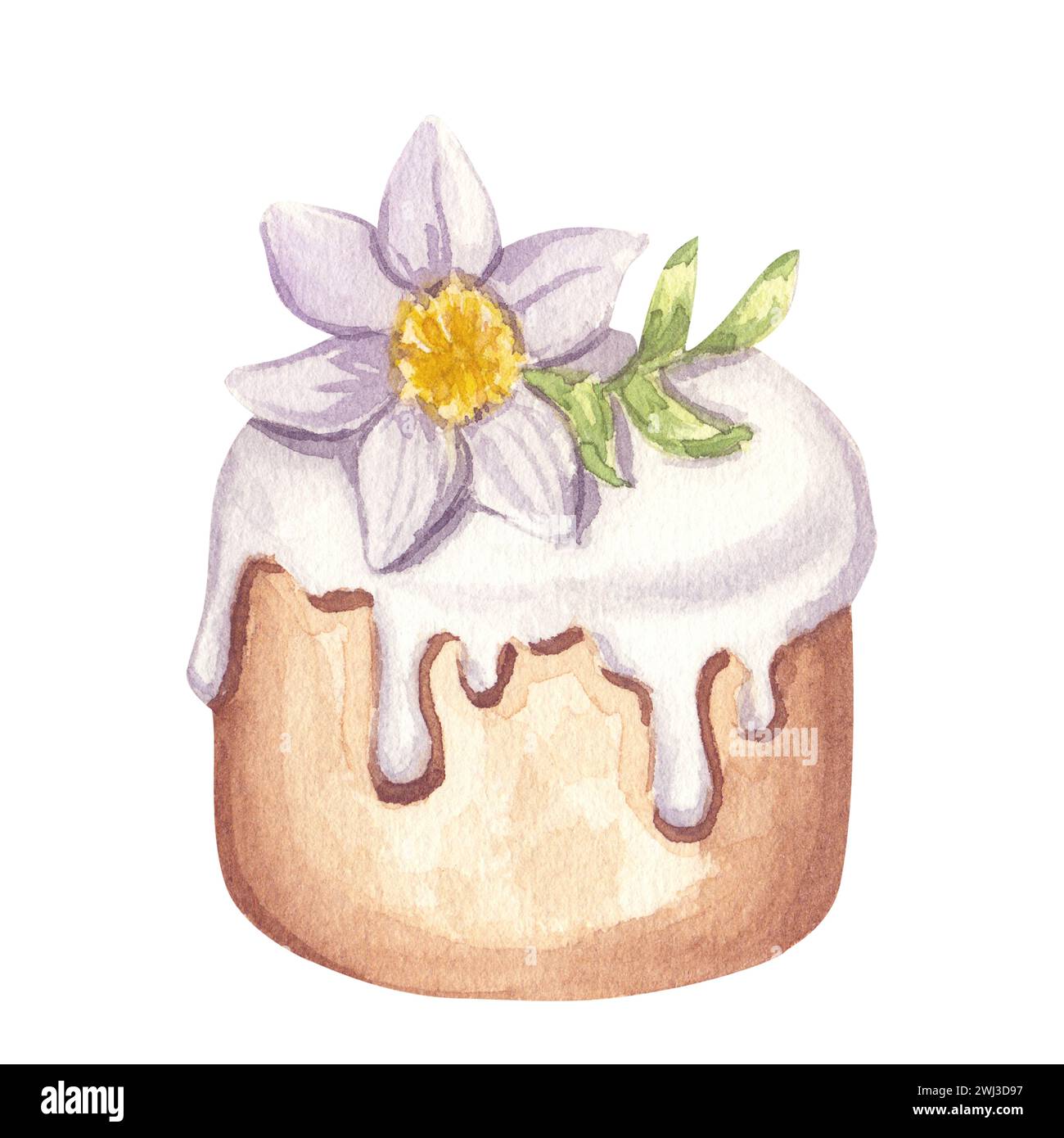 Frohe Ostern 2024 Clipart. Osterkuchenbrot Kulich mit weißer Glasur ...