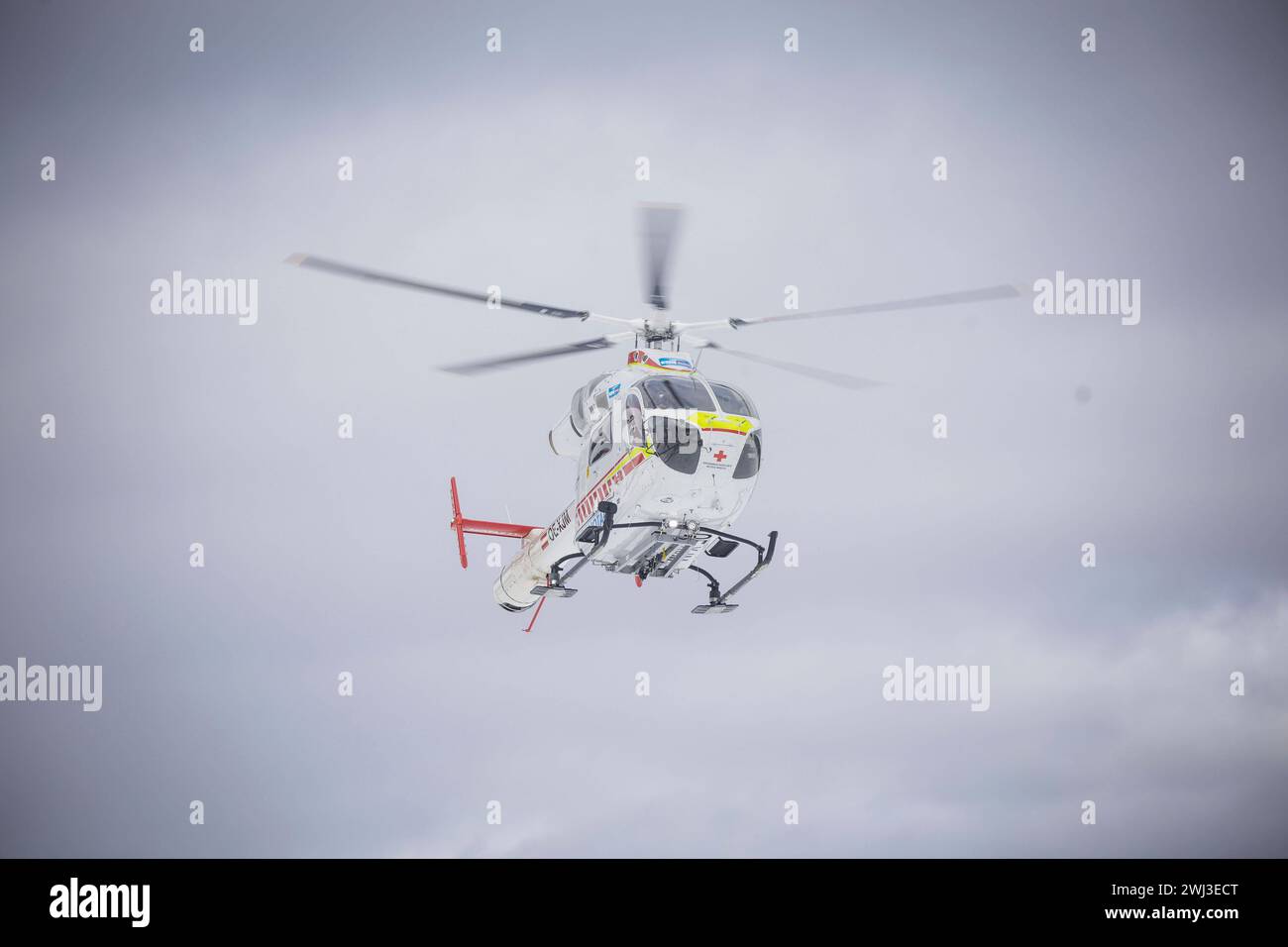 12.02.2024, Zauchensee, AUT, unterwegs in Salzburg, Themenbild, Verschiedene Themenbilder, Symbolbild, Notarzthubschrauber, im Bild Rettungshubschrauber, Notarzthubschrauber, erste Hilfe, Martin, Flugrettung, *** 12 02 2024, Zauchensee, AUT, unterwegs in Salzburg, Themenbild, verschiedene Themenbilder, Symbolbild, Nothubschrauber, auf dem Bild Rettungshubschrauber, Notfallhubschrauber, erste Hilfe, Martin, Luftrettung, Stockfoto