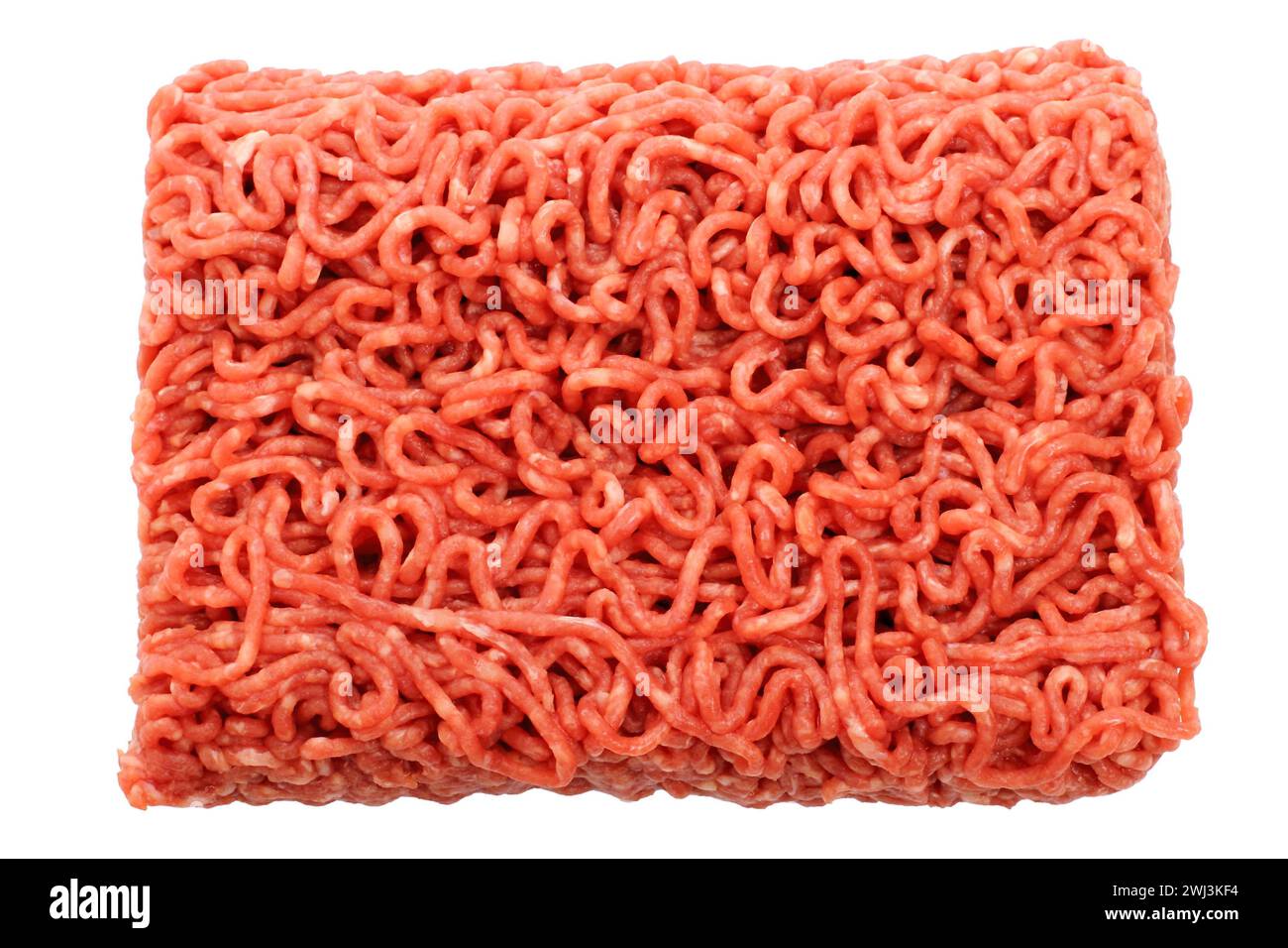 Rindfleisch Hackfleisch auf weiß, Blick von oben Stockfoto