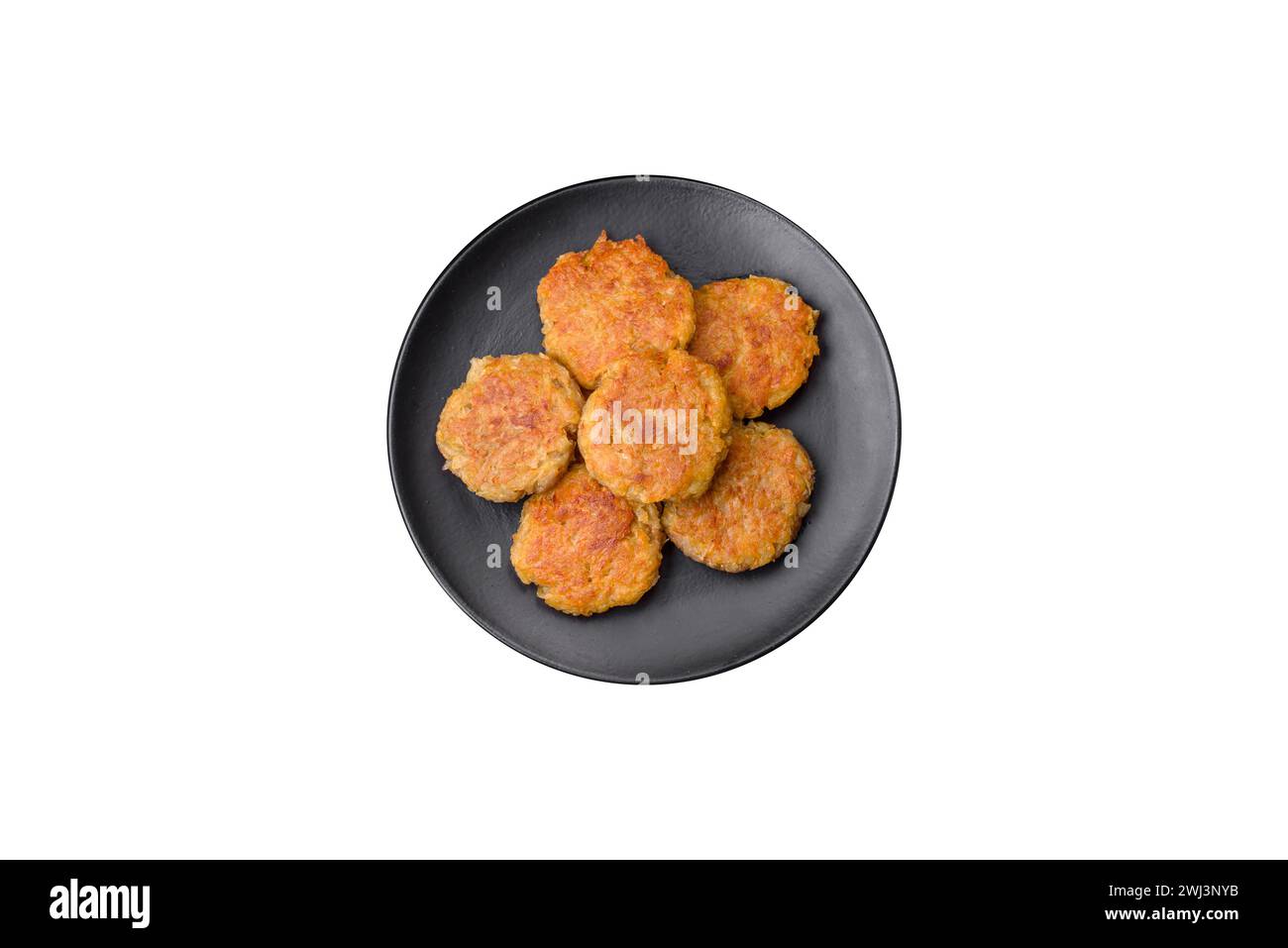 Köstliches deftiges vegetarisches oder veganes Gericht in Form von Schnitzeln oder Patties Stockfoto