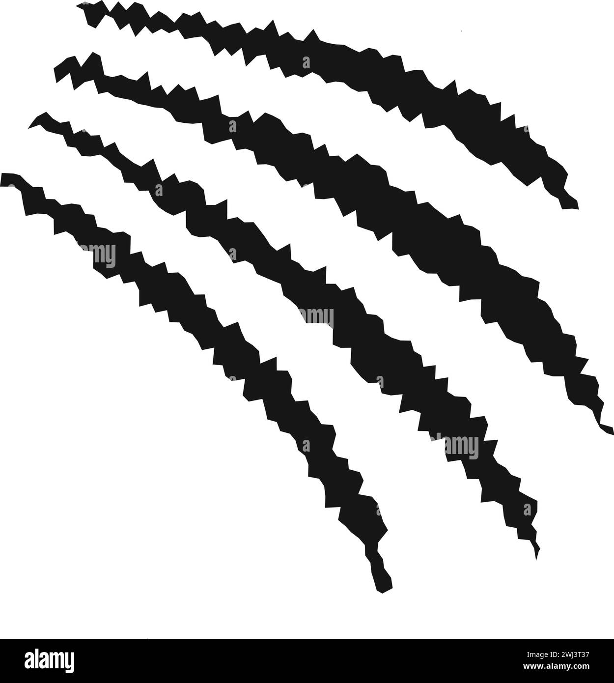 Kratzspuren. Tiger, Bär, Wolf, Panther, Monster, drachenklöpfe Spur isoliert auf weißem Hintergrund. Furchteinflößende Narben. Wild Animals Scratch Track. Vektorgrafik. Stock Vektor