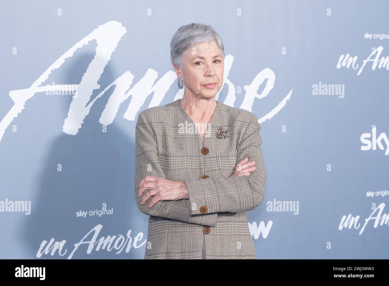 Rom, Italien. Februar 2024. Die italienische Schauspielerin Ottavia Piccolo nimmt am Fotoruf der italienischen Fernsehserie UN Amore im Cinema Barberini in Rom Teil (Foto: Matteo Nardone/Pacific Press) Credit: Pacific Press Media Production Corp./Alamy Live News Stockfoto