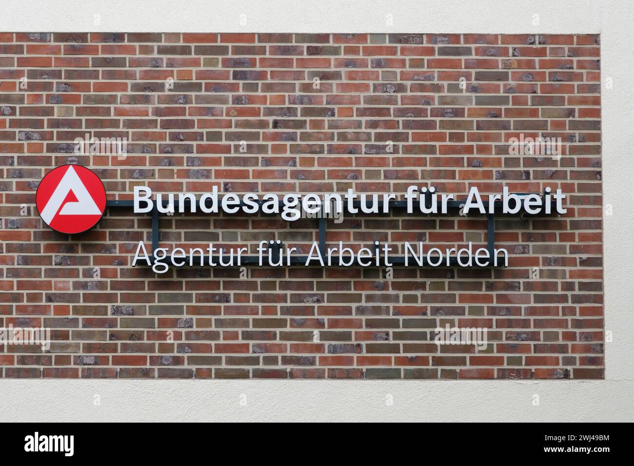 Unterschrift mit Logo der Bundesanstalt für Arbeit Stockfoto
