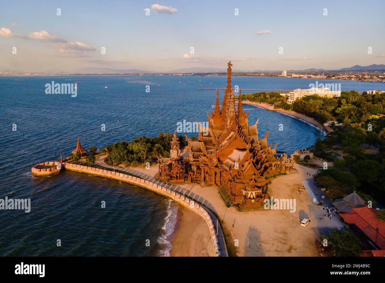 Das Heiligtum der Wahrheit Holztempel in Pattaya Thailand, Skulptur des Heiligtums der Wahrheit Tempel Stockfoto