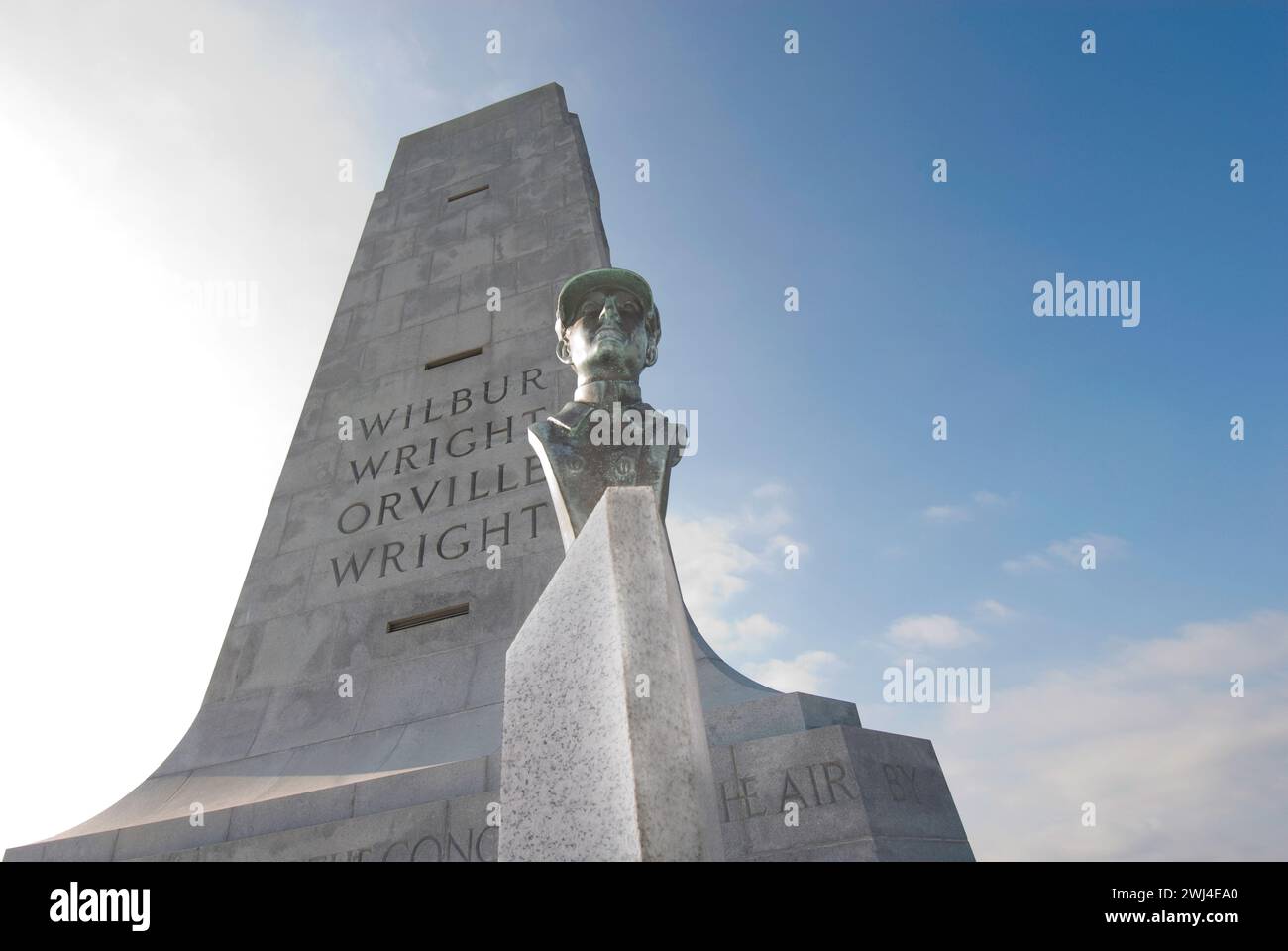 Bust of Wilbur Wright im Wright Brothers National Memorial – Outer Banks – Kill Devil Hills, North Carolina Stockfoto