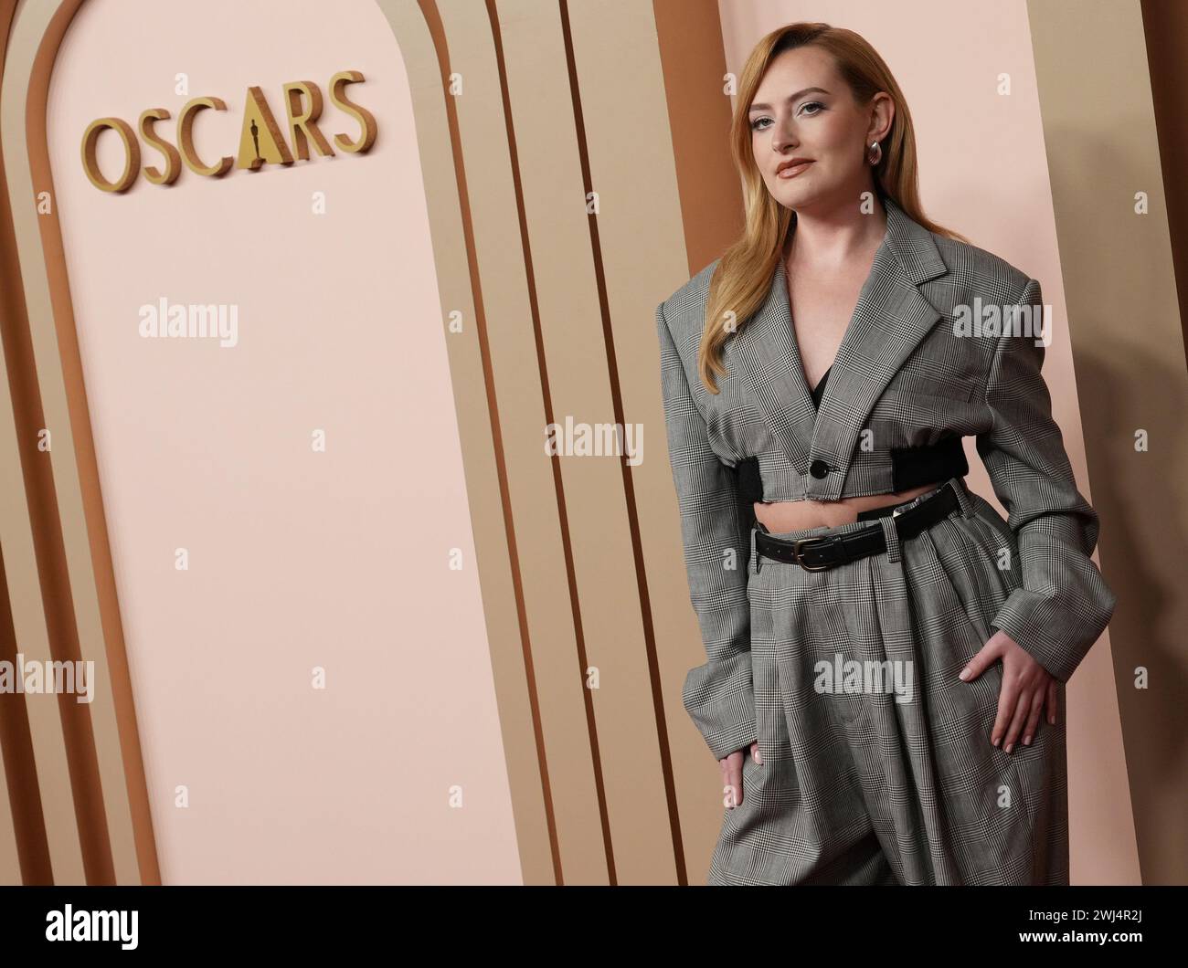 Los Angeles, USA. Februar 2024. Amelia Dimoldenberg beim 96. Oscars nominierten Luncheon im Beverly Hilton Hotel International Ballroom in Beverly Hills, KALIFORNIEN am Montag, den 12. Februar 2024. (Foto: Sthanlee B. Mirador/SIPA USA) Credit: SIPA USA/Alamy Live News Stockfoto