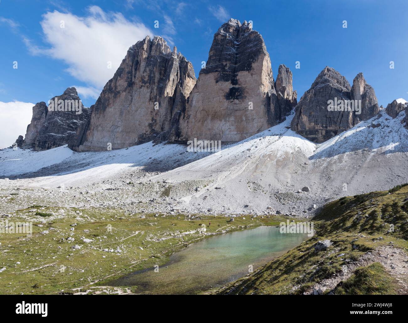Tre Cime di Lavaredo im Herbst Stockfoto