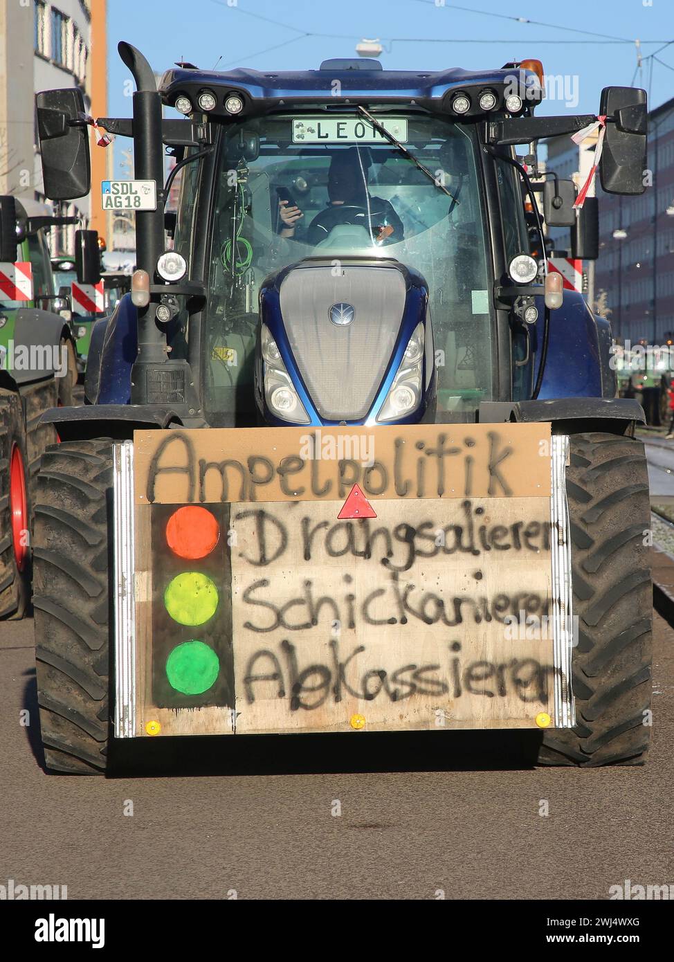 Bauern protestieren am 08/2024 in Magdeburg â€‹ Stockfoto