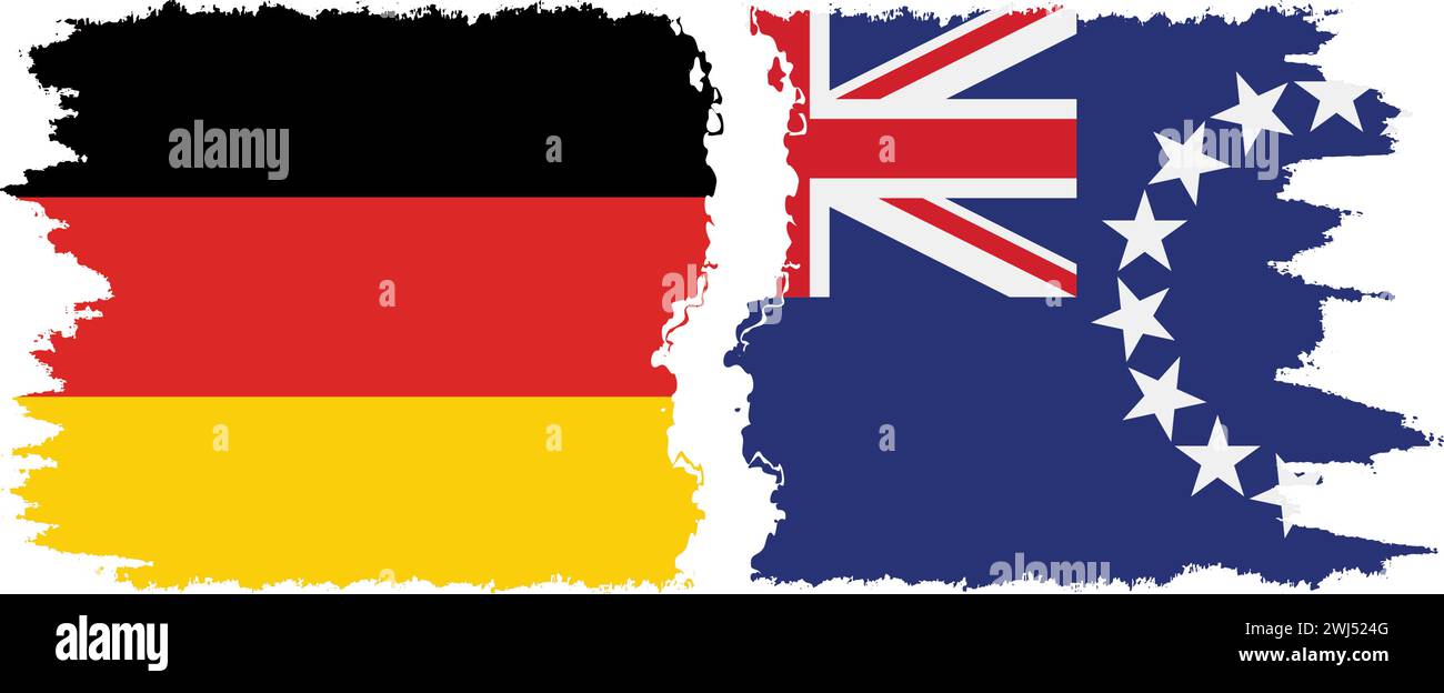 Cook Islands und Deutschland Grunge Flags Verbindung, Vektor Stock Vektor