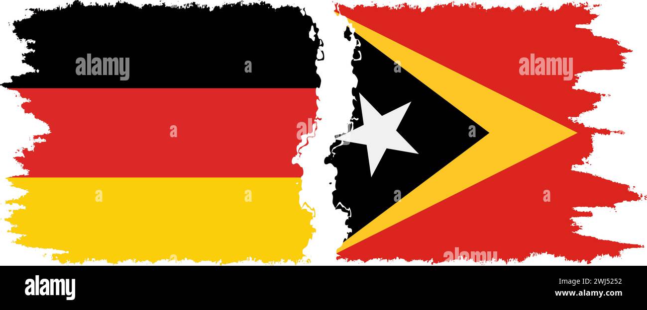 Timor-Leste - Osttimor und Deutschland Grunge Flags Verbindung, Vektor Stock Vektor