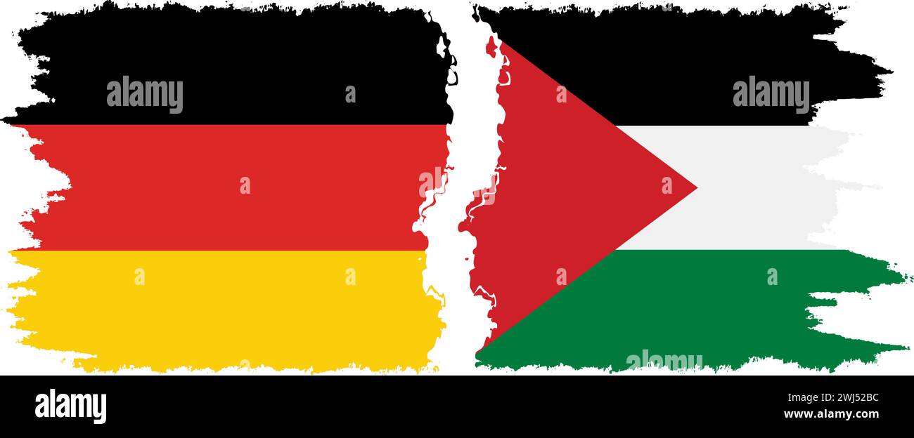 Palästina und Deutschland Grunge Flaggen Verbindung, Vektor Stock Vektor