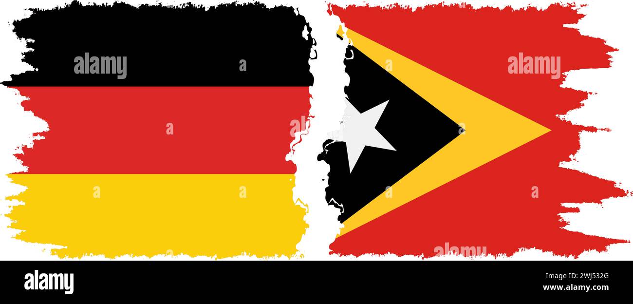 Timor-Leste - Osttimor und Deutschland Grunge Flags Verbindung, Vektor Stock Vektor